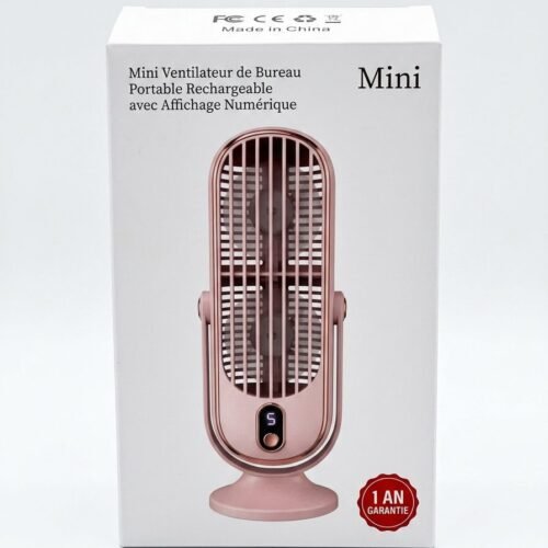 Mini Ventilateur de Bureau Portable Rechargeable avec Affichage Numérique