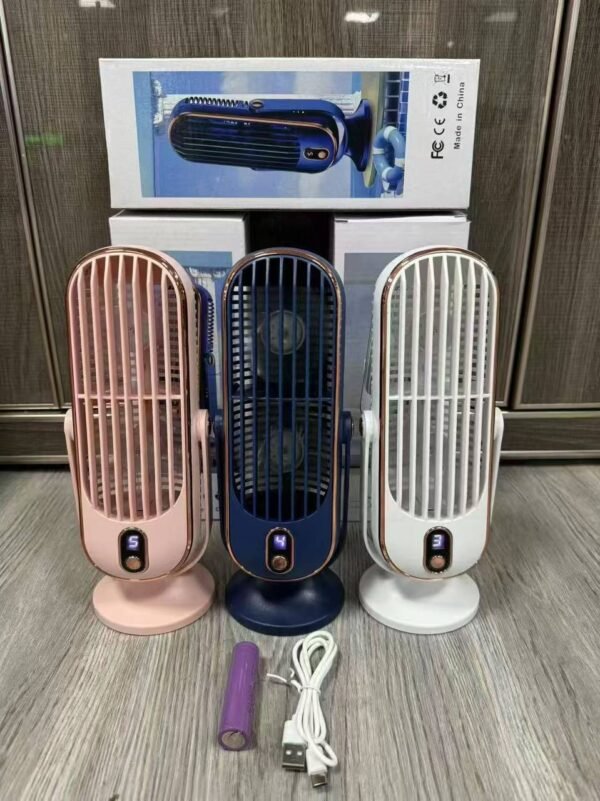 Mini Ventilateur de Bureau Portable Rechargeable avec Affichage Numérique