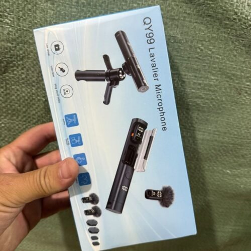 Microphone Cravate Sans Fil QY99 avec Étui de Charge et Trépied