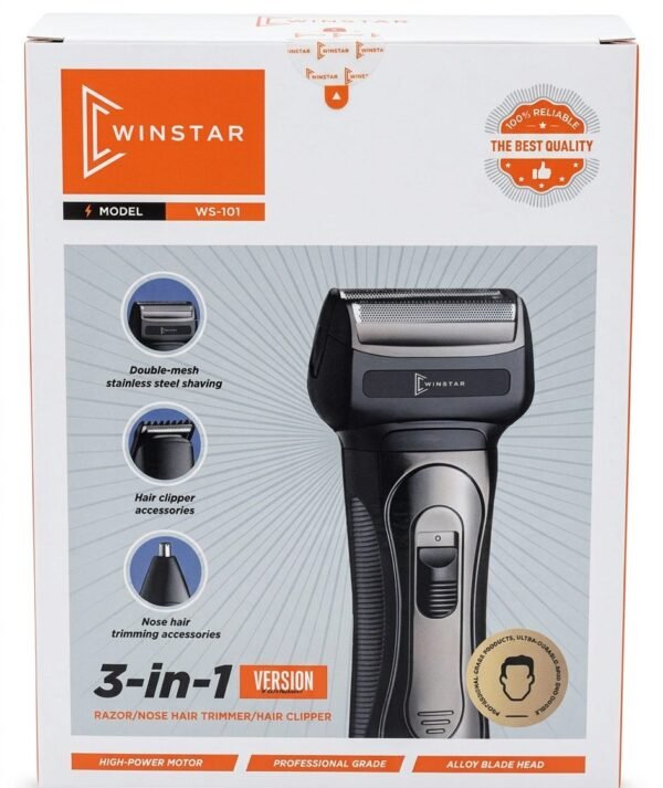 Rasoir Électrique Winstar WS-101 3-en-1 avec Tondeuses